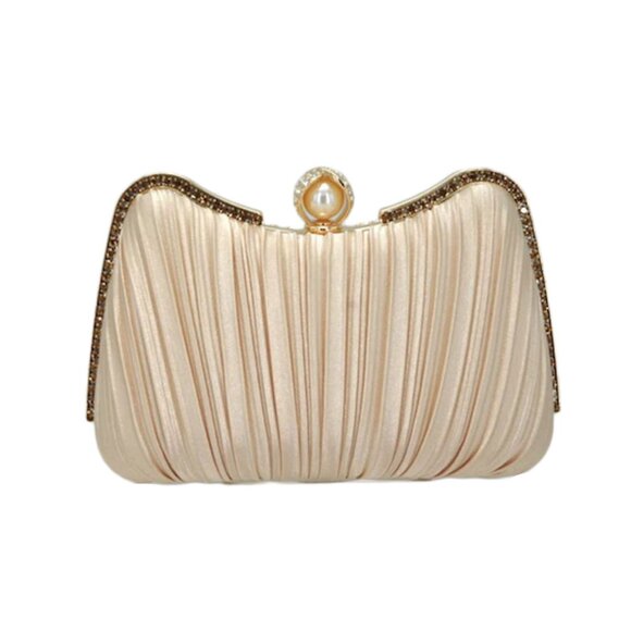 Tigerstars Pleated Satin Evening Clutch Bag - Picture 1 of 2